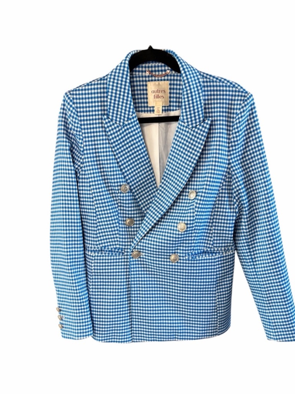 Anthropologie Autres Filles Gingham Plaid Double Breasted Blazer